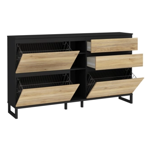 Szafka na buty z szufladami Czarny/Dąb Mauvella